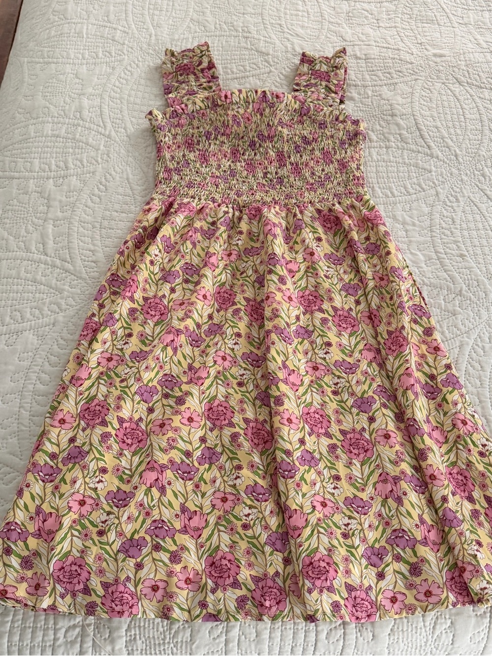 Pink Floral Smocked Sundress
